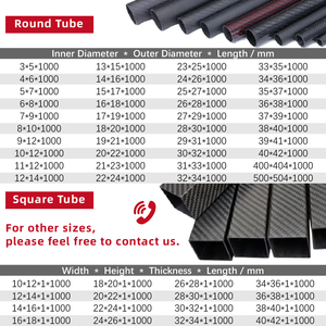 Tùy chỉnh đường kính lớn cao modulus carbon fibre ống nhà sản xuất 3K cong 1000mm sợi carbon ống để bán - Product Image 3