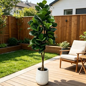 Árbol Artificial de Ficus Lyrata en Maceta Blanca para Decoración de Interiores, Hojas de Alta Simulación, Planta de Plástico - Product Image 5