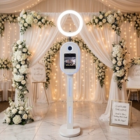 Nouvelle Cabine Photo Ovale 2026 pour iPad et Appareil Photo Reflex Numérique avec Éclairage RVB, Machine Photo Libre-Service à Impression Instantanée pour Mariages et Événements