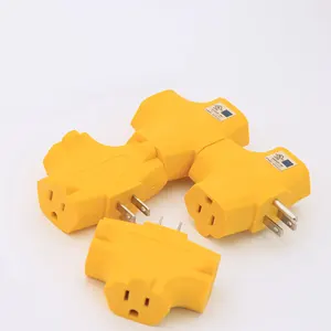 125V 1875W 3 Way Outlet T Shaped Grounding Wall Plug Adapter