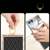 Étui en cuir PU pour Samsung Galaxy Z Flip 6 7 8 avec protection d'écran en verre trempé matelassé diamant et support de charnière