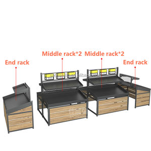 Étagères de supermarché en métal et en bois multicouches personnalisées en usine, présentoir de fruits et légumes pour supermarché - Product Image 5
