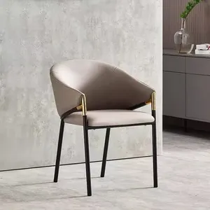Iron Legs, Leather <b>Velvet</b> Fabric <b>Dining</b> Furniture Restaurant <b>Chair</b> Iron Legs - Product Image 2