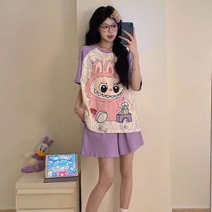 Lavvu yeni kadın yaz pijama, saf pamuk yuvarlak boyun kısa kollu tatlı ve sevimli ev giysileri iki takım öğrenciler - Product Image 2