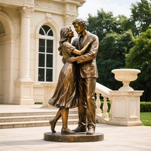 Statua di Coppia in Bronzo a Grandezza Naturale per Esterni, Scultura dell'Amore Vero per Parchi e Ville, Uso Religioso - Product Image 2