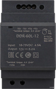 Convertidor CC/CC DDR-60L-12 - Montaje en Riel DIN 60W Entrada 18-75V Salida 12V 5A China - Product Image 3