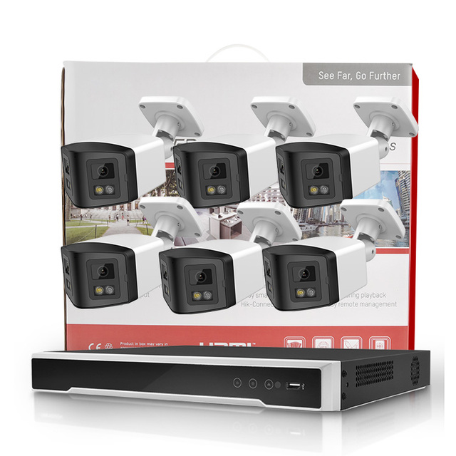 ColorVu Built-in Mic Bullet IP Network Camera 4CH PoE 4K NVR 2HDD 4TB Wide Angle CCTV Security Camera System Kit