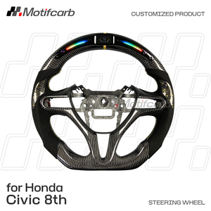 พวงมาลัยคาร์บอนไฟเบอร์แบบกำหนดเองสำหรับ Honda Civic Si รุ่นที่ 8 Coupe ปี 2006-2012 พร้อมจอแสดงผล LED อัจฉริยะแสดงค่า RPM - Product Image 2