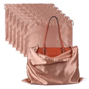 लक्जरी पर्स जूते डस्टप्रूफ स्टोरेज हैंडबैग हेयर बैग पैकेजिंग के लिए बड़े रेशम ड्रॉस्ट्रिंग पाउच साटन डस्ट बैग