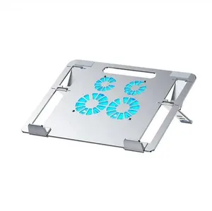 Hot Sellerportable 4 Fans Laptop Stand Houder Tablet Pc Koeling Aluminium Beugel Met Dubbele Usb-Uitgang Poorten