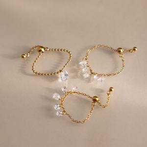 Anello Elegante J&D Design Originale con Zirconi Cubici, Placcato Oro 18K in Acciaio Inossidabile, Forma Rotonda o Quadrata, Regolabile con Cordoncino - Product Image 3