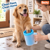 Lave-pattes portable personnalisé avec logo, nettoyage rapide, gobelet de lavage pour animaux de compagnie, nettoyeur de pattes bleu pour chiens et chats de toutes races