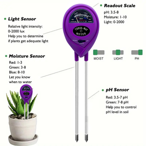 Fábrica Preço Por Atacado Três-em-Um Testador De Solo Sensor De Umidade Luz Valor Medidor De <span class=keywords><strong>pH</strong></span> Testador De Solo Livre De Bateria Testador De Solo - Product Image 6