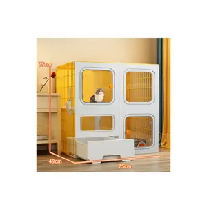 2023新款豪华舒适金属铁网室内宠物板条箱笼子猫别墅猫笼子房子