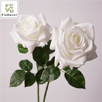 Rose artificielle de haute qualité 65 cm, toucher réel, blanche, Ocean Song, fleur unique en latex pour mariage, décoration de la maison, Saint-Valentin