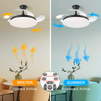 YESHENG 738 Kipas Angin Plafon LED dengan Bilah Retractable dan Remote Control, Dapat Diredupkan, 42 Inci Modern untuk Ruang Tamu, 6000K Cahaya Siang Hari