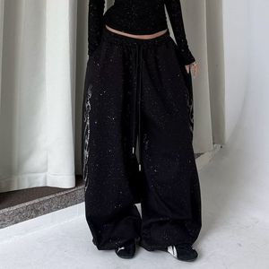 <span class=keywords><strong>Pantaloni</strong></span> della tuta larghi e rilassati, stile americano retrò, con drappeggio fluido, glitterati, ispirati a Instagram, con elastico in vita - Product Image 6
