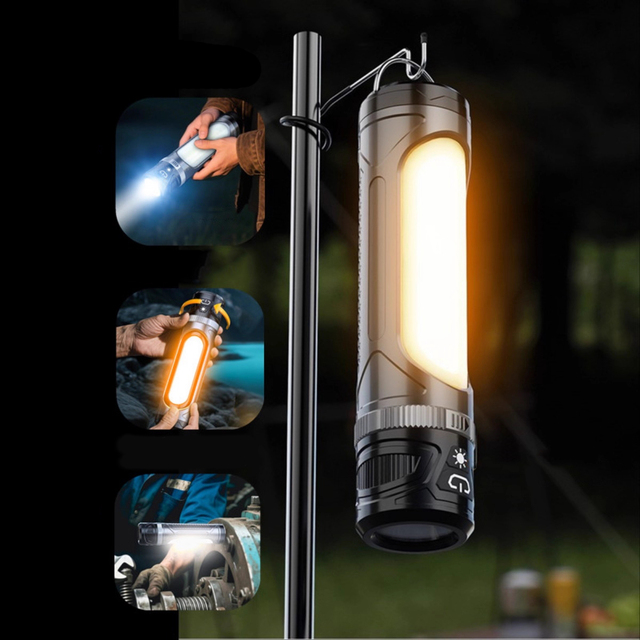 High Lumens Rechargeable Flashlights Torch Battery Level Display LED COB Aluminum Outdoor Camping Lanterns Magnet IP44 Rated