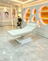 Table de massage électrique de luxe à trois moteurs en cuir blanc, base blanche, pour salon de beauté et extensions de cils – Meilleures ventes