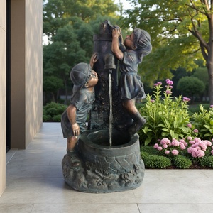 Fuente de Agua para Exteriores con Tema de Niño y Niña, Duradera y Ajustable, Acabado Bronce Antiguo, Sonido Relajante para Decoración de Patio, Jardín y Césped - Product Image 2