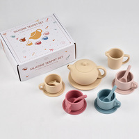 Service à thé miniature en silicone pour enfants, de qualité alimentaire et résistant aux chutes, idéal pour les pique-niques en jardin et les jeux de rôle parent-enfant