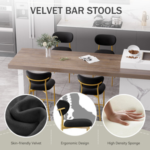 Velvet Adjustable Steady Ergonomic Modern Counter <b>Stool</b> 30 Inch Seat Height Outdoor Hotel Dining <b>Bar</b> Chair Powder Living Room - Product Image 5