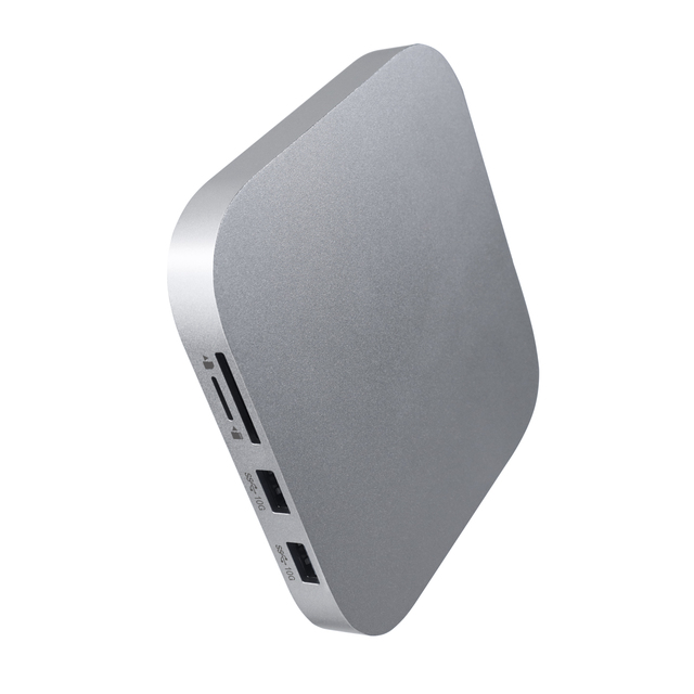 ITGZ Dual Bay Docking Station for Mac Mini M4 6-in-1 Aluminum Hub with 2x M.2 NVMe SATA SSD Enclosure USB-C Multiport Adapter