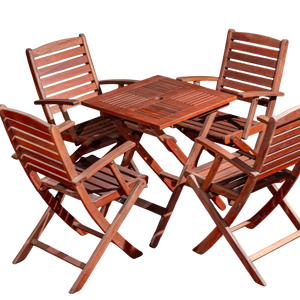 Ensemble de mobilier d'extérieur moderne en bois Melaleuca, 4 pièces, chaises de jardin confortables avec accoudoir - Product Image 1