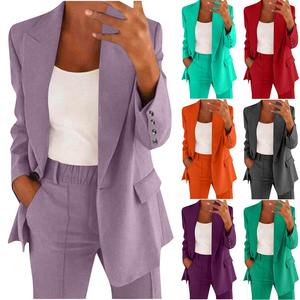2025 <strong>Women's</strong> New Fashion Button Slim Fit Lapel Cardigan Elegant <strong>Blazer</strong> Set - Product Image 1