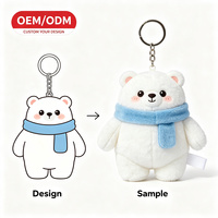 Porte-clés personnalisé en forme d'ours avec pull, chaîne dorée, OEM, faible MOQ, directement de l'usine, matériau doux, jouet en peluche unique