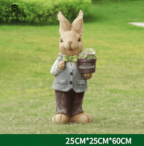 Sculpture personnalisée en fibre de verre du personnage <span class=keywords><strong>Peter</strong></span> Rabbit, grande statue de lapin de <span class=keywords><strong>dessin</strong></span> <span class=keywords><strong>animé</strong></span> pour la décoration des jardins d'enfants et des centres commerciaux - Product Image 3
