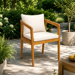 Modern Wood <b>Dining</b> <b>Chair</b> with Cotton Cushion Upholstered Armrest Scandinavian <b>Dining</b> Room Furniture - Product Image 1