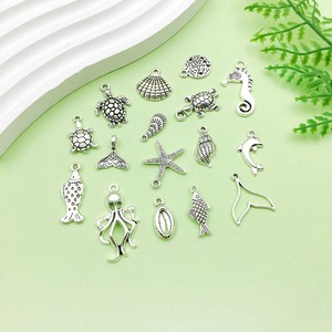 Colgante de animales marinos de aleación de plata antigua, formas mixtas para hacer pulseras, accesorios de joyería DIY - Product Image 3