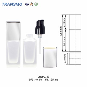 Flacon de fond de teint liquide en verre recyclable, logo personnalisé, flacons carrés pour lotion, flacon de lotion en verre de 35 ml, luxe - Product Image 3