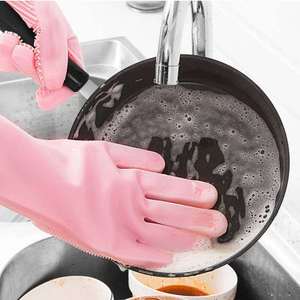 Silicone Dishwashing Gloves Medium Thickness Reusable For Household Cleaning Dish Washing Waterproof Grain Texture - Product Image 2