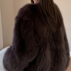 Abrigo Corto Marrón Oscuro, Peludo y Cálido, Elegante Abrigo para Viajar al Trabajo, para Otoño e Invierno - Product Image 3
