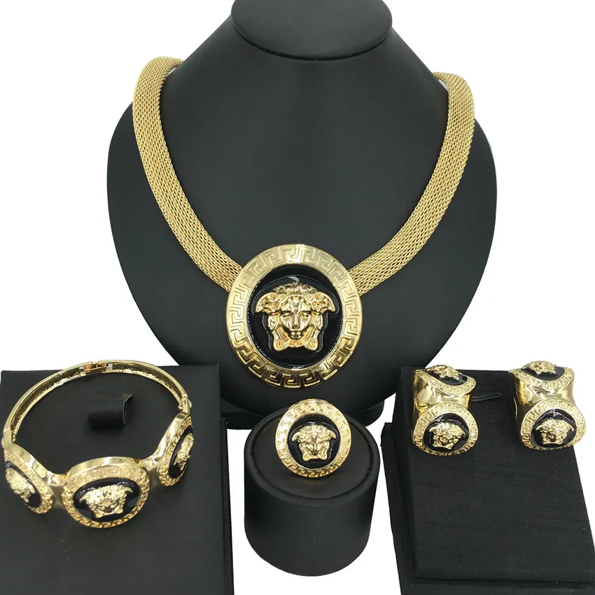 Ensemble de bijoux brésiliens plaqués or de haute qualité, collier de luxe italien plaqué or 24k