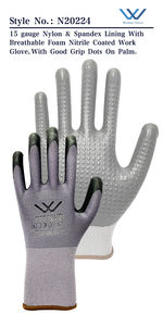 安全工作手套微泡沫腈涂层12双，耐力无缝针织尼龙圆点掌上圆点手套 - Product Image 3