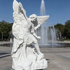Estatua de San Miguel Arcángel de Mármol Blanco de Tamaño Real para Decoración de Jardín, Iglesia y Uso Religioso en Exteriores - Product Image 2