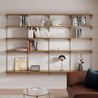 Étagère murale vintage en bois massif, étagère de rangement multi-niveaux en acier inoxydable, personnalisée pour le salon, coin lecture