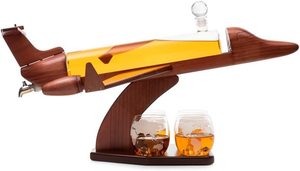 Hot-bán zyd máy bay phản lực tư nhân Whisky Decanter Bộ 1000ml Gỗ + kim loại thủ công rượu chai 4 bản đồ thế giới Kính món quà độc đáo - Product Image 2