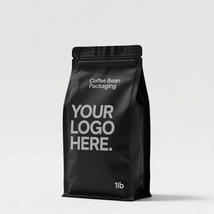 Bolsa de Embalaje Personalizada para Granos de Café, Negra, con Fondo Plano, con Cierre Hermético, Impermeable, para Almacenamiento de Alimentos - Product Image 1