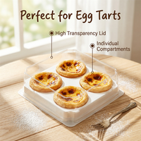 Boîtes d'emballage écologiques en plastique transparent à charnière pour tartes aux œufs et beignets jetables