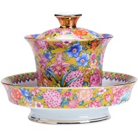 Gaiwan de luxe en porcelaine émaillée à motif floral, bol à thé Sancai haute température, motif poisson caché, nouveau style chinois, service à thé Kung Fu avec couvercle, cadeau