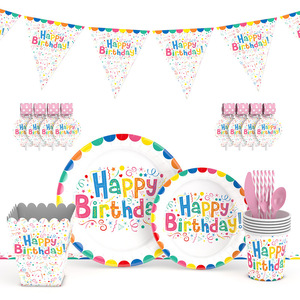 Service de vaisselle jetable pour fête d'anniversaire, 80-100 pièces, assiettes en papier, pour enfants - Product Image 3