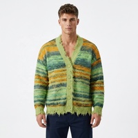 Pull-over décontracté en maille à col ouvert avec logo personnalisé, motif rayé, anti-plis, respirant, pour l'hiver, avec appliques