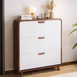Customization Modern Walnut Color 17cm Ultra-Thin Flip-Top 6-Shelf Eco-Friendly Durable <strong>Space</strong>-<strong>Saving</strong> <strong>Shoe</strong> Cabinet Home Entryway - Product Image 6