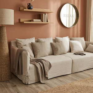 Juego de Sofás de Tela de Lino Premium, Estilo Rústico, Muebles para Sala de Estar, Sofá de Piso Acolchado Suave y Duradero con Diseño de Lazo Lateral para Hotel - Product Image 2