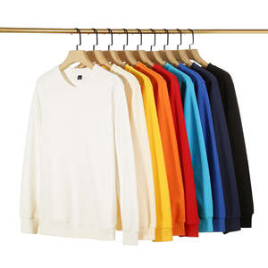 เสื้อสเวตเตอร์สวมหัวของผู้ชายแบบหรูหราคอกลมแบบเรียบน้ำหนัก300 GSM มีโลโก้ด้านหน้า - Product Image 4