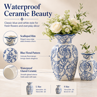 Vase en céramique d'art en porcelaine bleue et blanche, style simplicité moderne, accessoires de décoration pour la maison, le salon et le bureau, vases à fleurs